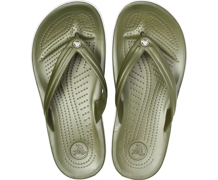 Crocs FlipFlops WomenMen Crocband Flip Army Green White