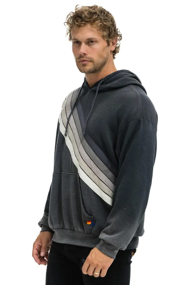 Cross Stripe Relaxed Pullover Hoodie 8211 Faded Smoke WomenMen Aviator Nation Hoodies