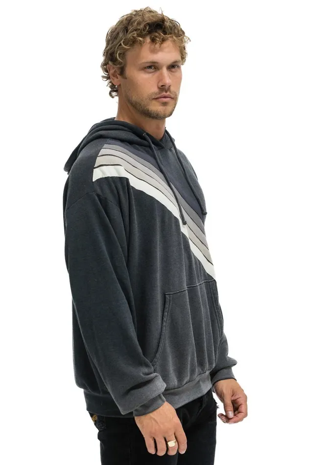 Cross Stripe Relaxed Pullover Hoodie 8211 Faded Smoke WomenMen Aviator Nation Hoodies