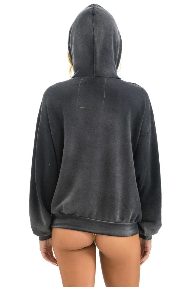 Cross Stripe Relaxed Pullover Hoodie 8211 Faded Smoke WomenMen Aviator Nation Hoodies