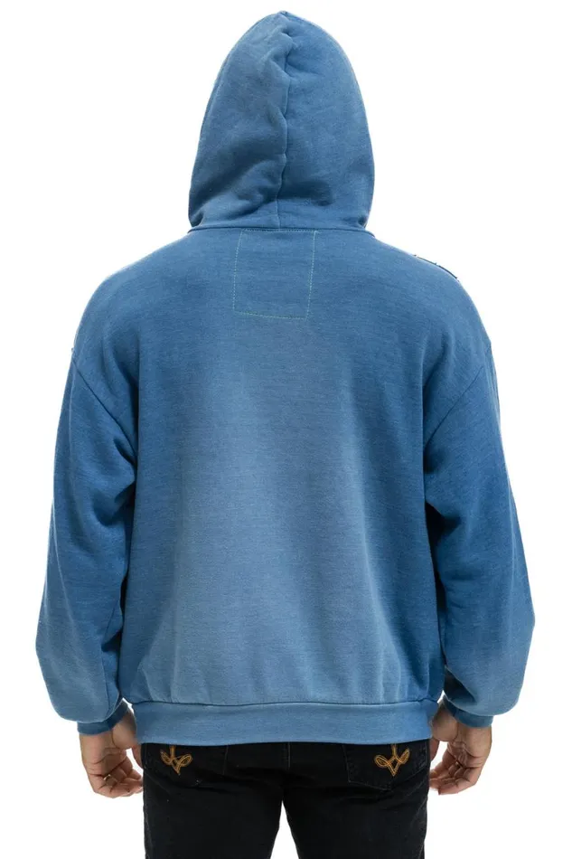 Cross Stripe Relaxed Pullover Hoodie 8211 Faded Water WomenMen Aviator Nation Hoodies
