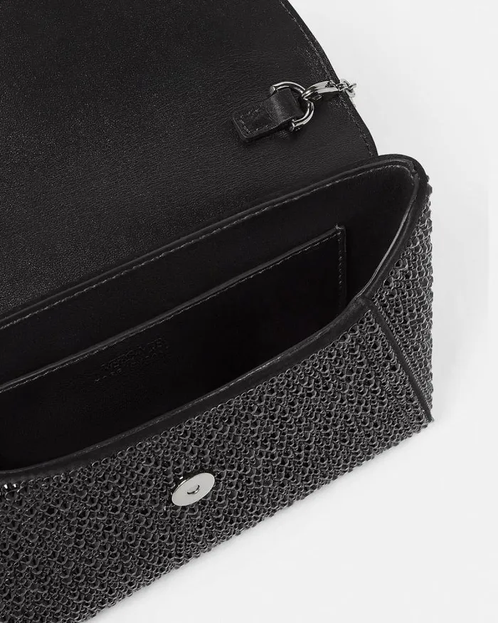 Crystal La Medusa Envelope Clutch Black Women Versace Shoulder and Crossbody
