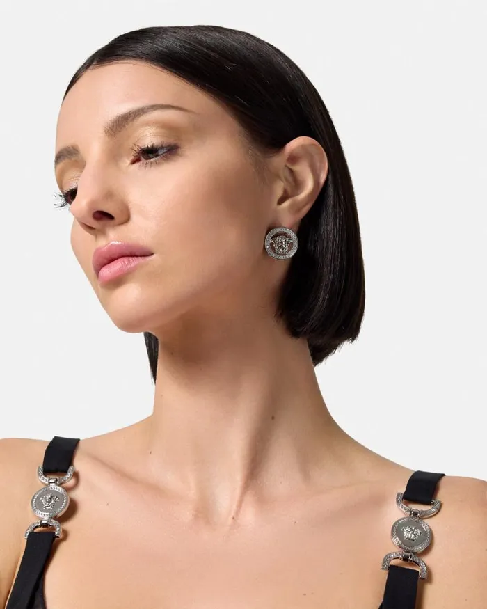 Crystal Medusa 03995 Earrings Silver Women Versace Earrings