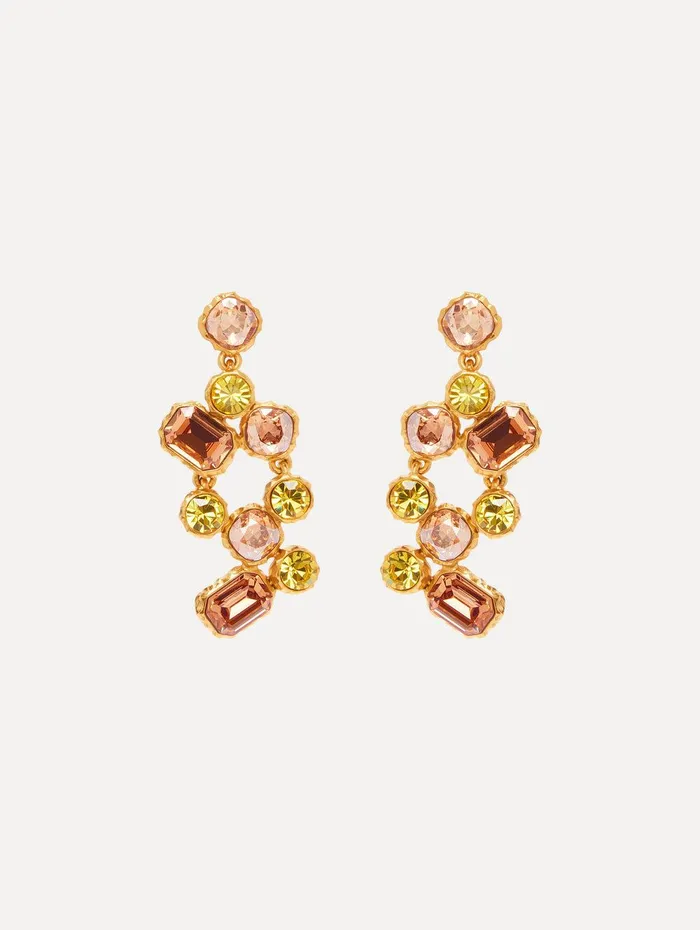 Crystal Scramble Earrings Topaz Multi Women Oscar De La Renta Earrings