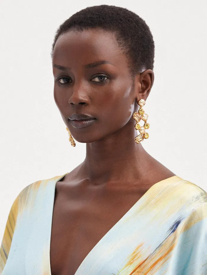 Crystal Scramble Earrings Topaz Multi Women Oscar De La Renta Earrings Crystal Scramble Earrings Topaz Multi Women Oscar De La Renta Earrings