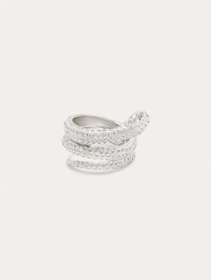 Crystal Snake Ring Silver Women Oscar De La Renta Rings