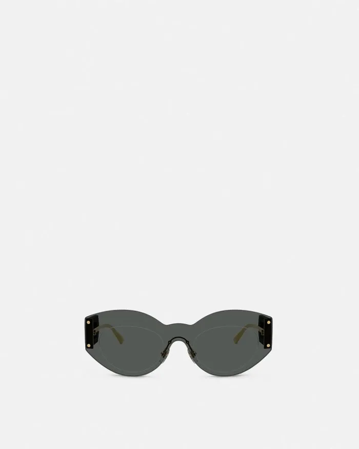 Damier Plaque Shield Sunglasses Blackgold Women Versace Sunglasses