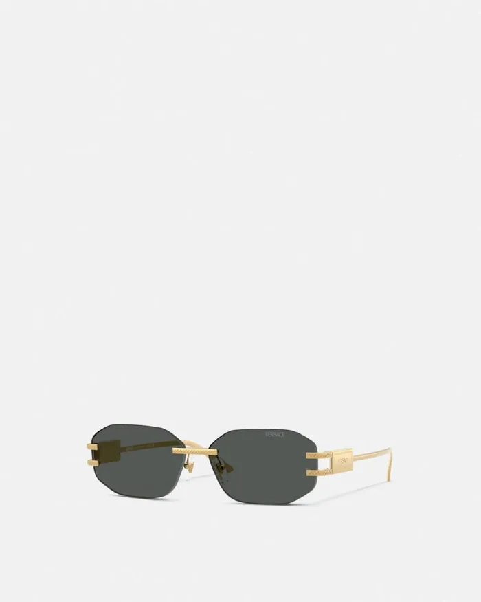 Damier Plaque Sunglasses Blackgold Women Versace Sunglasses