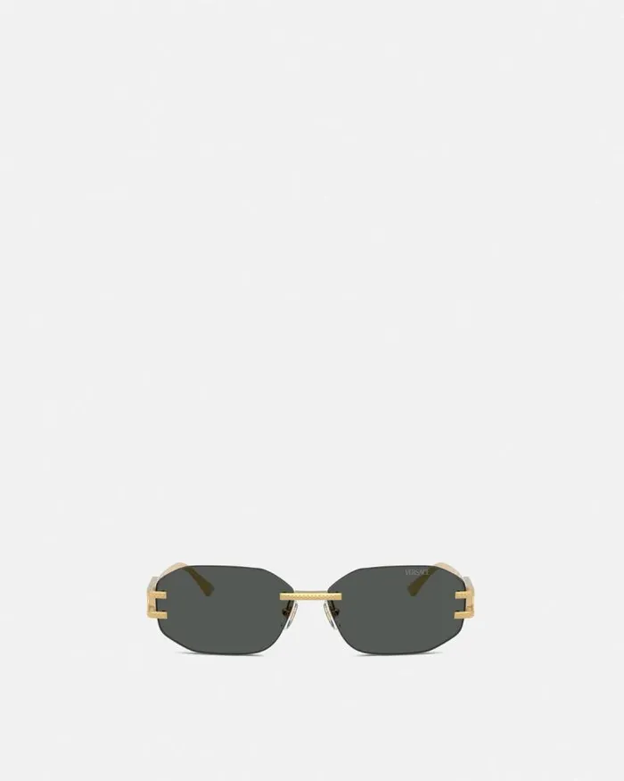 Damier Plaque Sunglasses Blackgold Women Versace Sunglasses