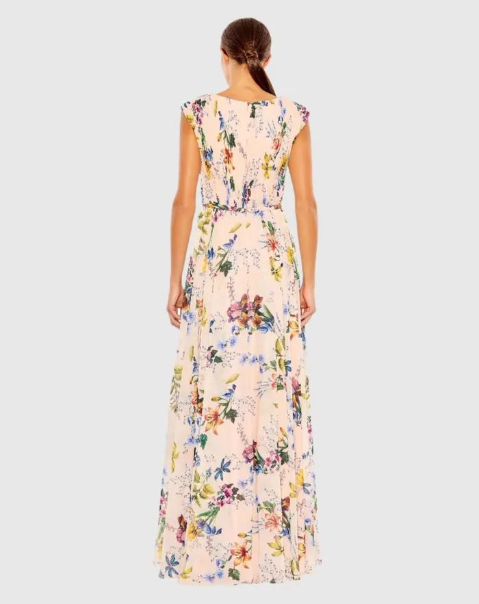 Daytime Dresses Mac Duggal Women Pleated Floral Cap Sleeve A Line Gown Pink Multi Daytime Dresses Mac Duggal Women Pleated Floral Cap Sleeve A Line Gown Pink Multi