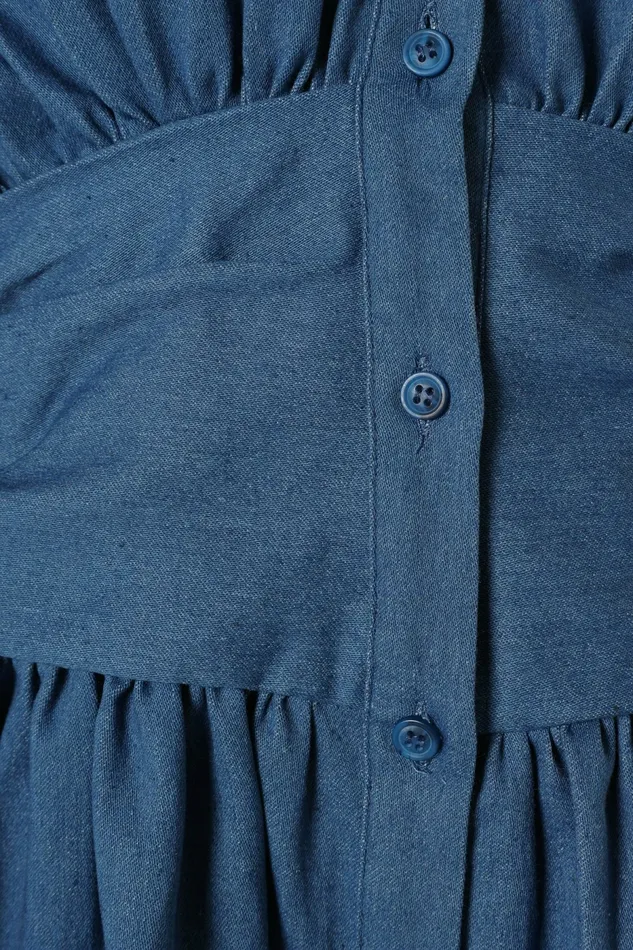 Denim Francis Long Sleeve Mini Dress Blue Denim Petal and Pup Women