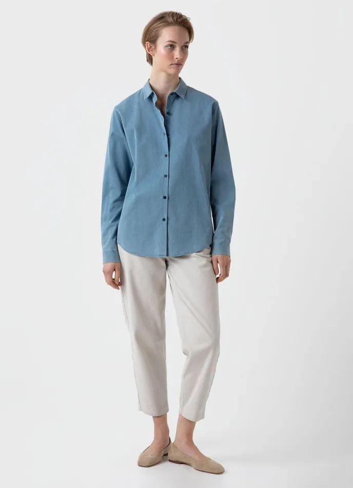 Denim Rinse Shirt Light Indigo Women SUNSPEL Shirts and Blouses