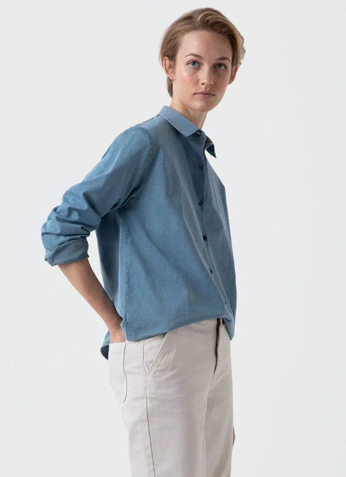 Denim Rinse Shirt Light Indigo Women SUNSPEL Shirts and Blouses