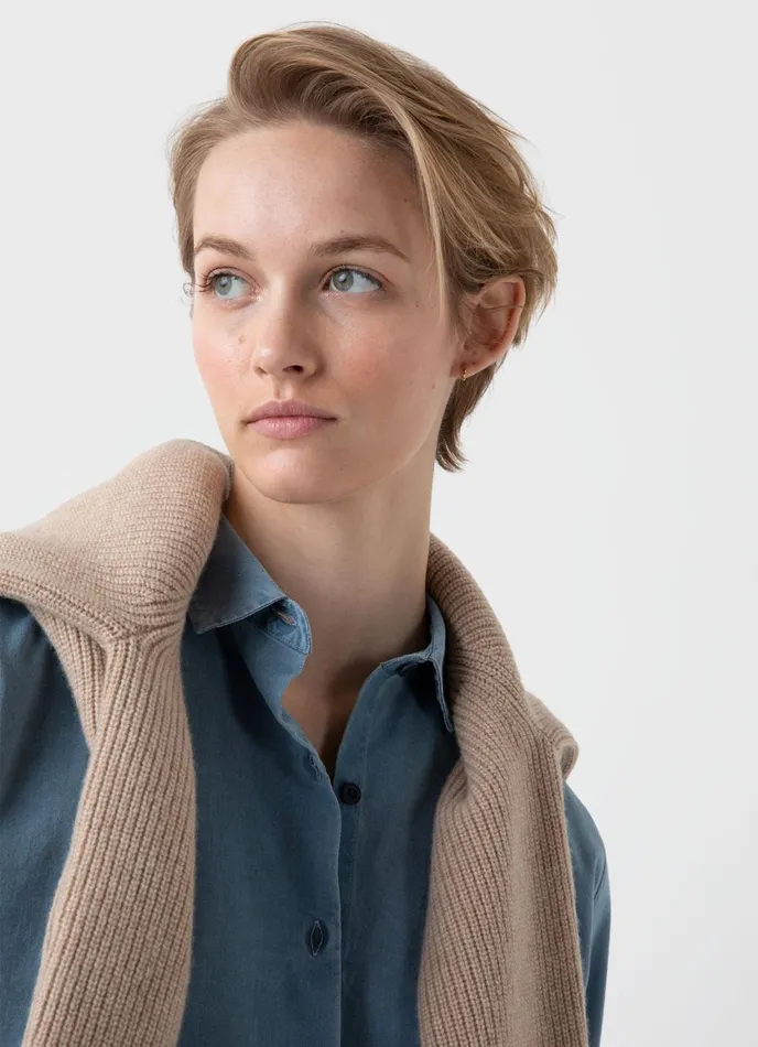 Denim Rinse Shirt Light Indigo Women SUNSPEL Shirts and Blouses