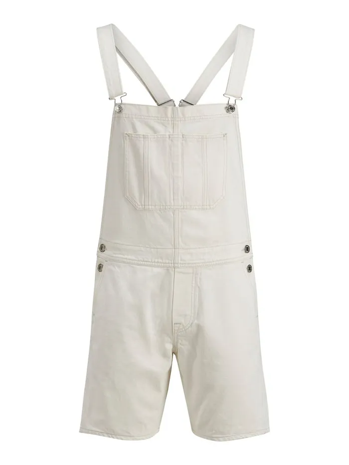 Denim Shorts JACK and JONES Mens CHRIS AM 245 DUNGAREE SHORTS White Ecru Online