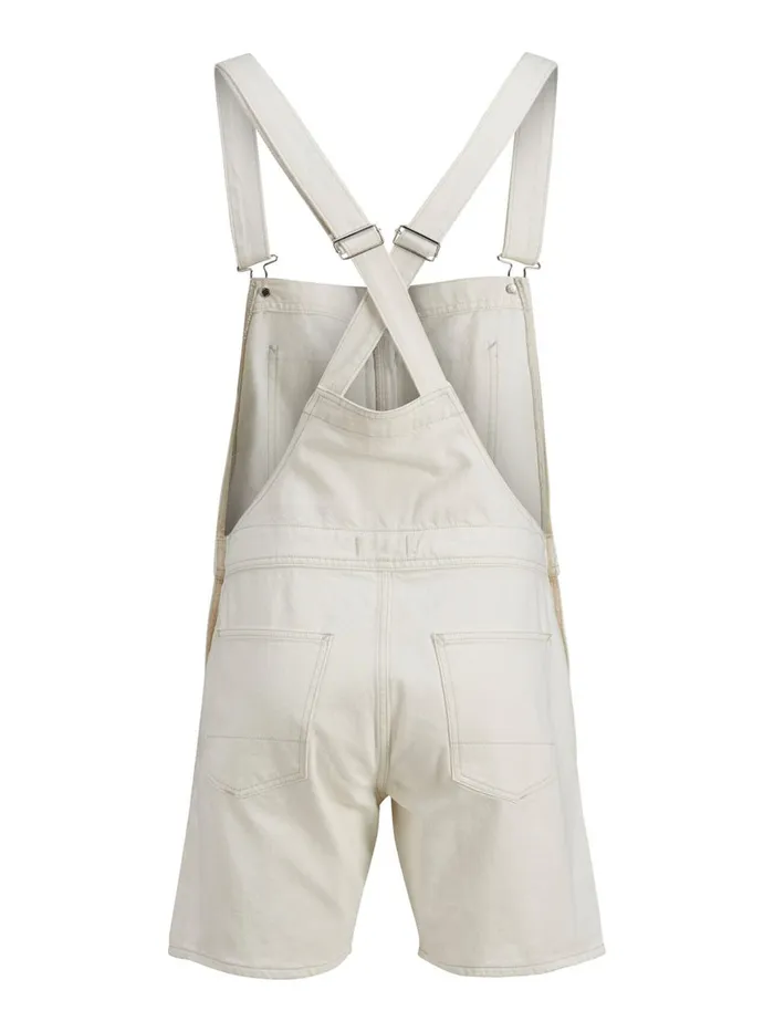 Denim Shorts JACK and JONES Mens CHRIS AM 245 DUNGAREE SHORTS White Ecru Online