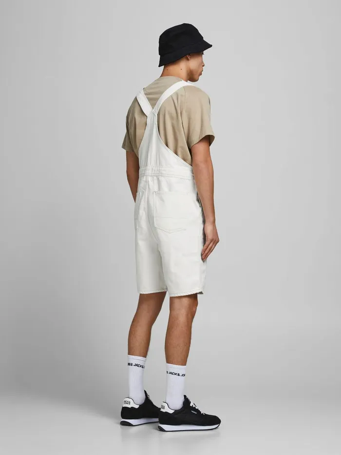 Denim Shorts JACK and JONES Mens CHRIS AM 245 DUNGAREE SHORTS White Ecru Online