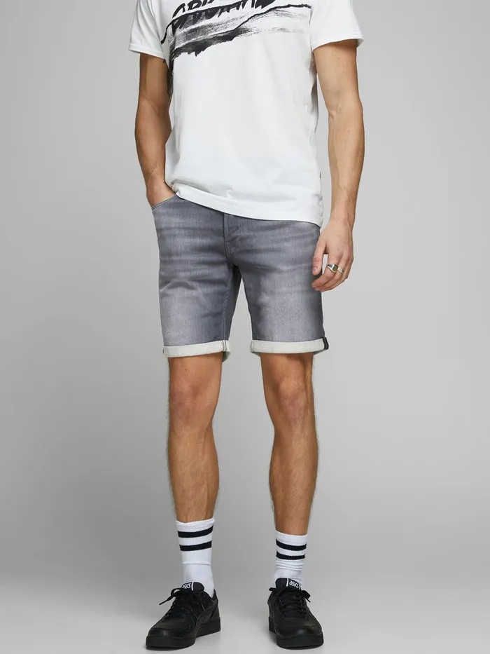 Denim Shorts JACK and JONES Mens RICK ICON GE 005 INDIGO KNIT DENIM SHORTS Grey Grey Denim Popular Denim Shorts JACK and JONES Mens RICK ICON GE 005 INDIGO KNIT DENIM SHORTS Grey Grey Denim Popular