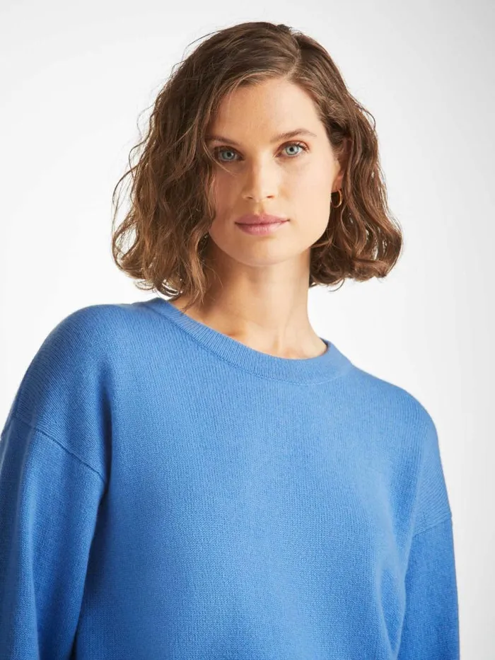 Derek Rose Cashmere Sweaters Women Relaxed Sweater Daphne Cashmere Cornflower