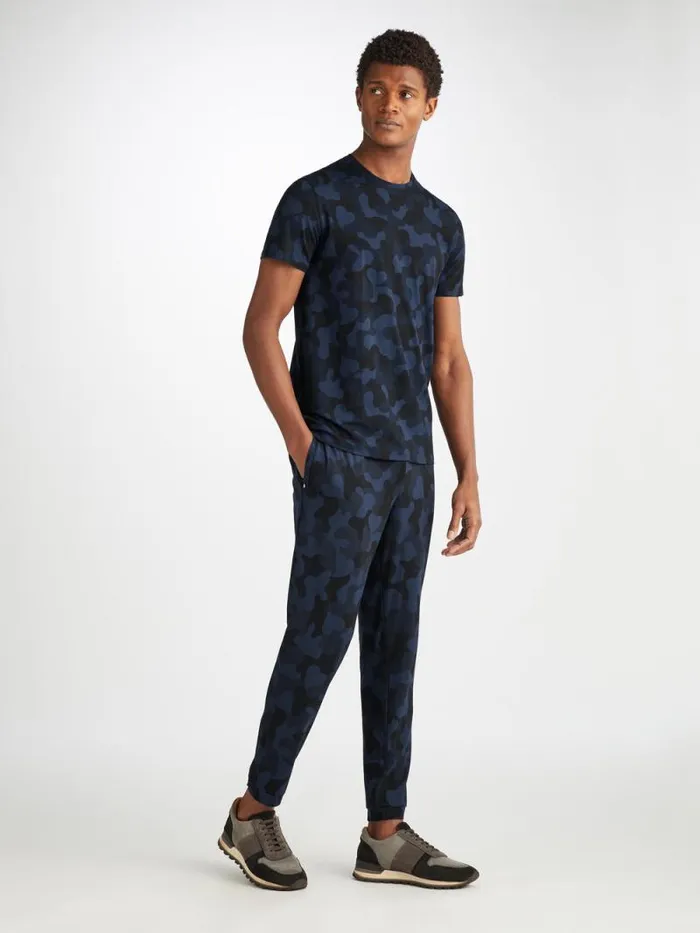 Derek Rose Casual Pants Men Track Pants London 11 Micro Modal Navy