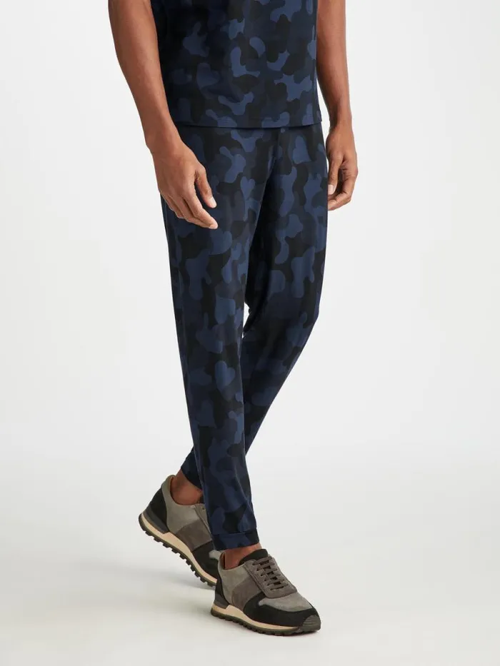 Derek Rose Casual Pants Men Track Pants London 11 Micro Modal Navy