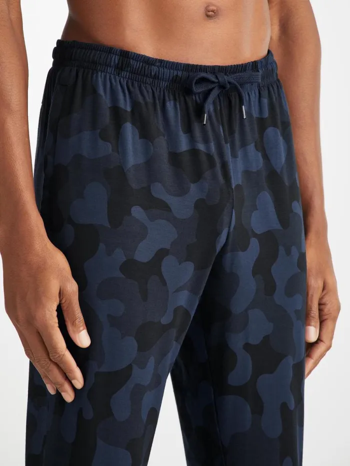 Derek Rose Casual Pants Men Track Pants London 11 Micro Modal Navy