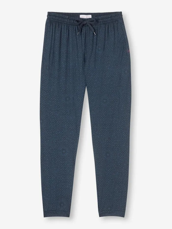 Derek Rose Casual Pants Men Track Pants London 12 Micro Modal Navy