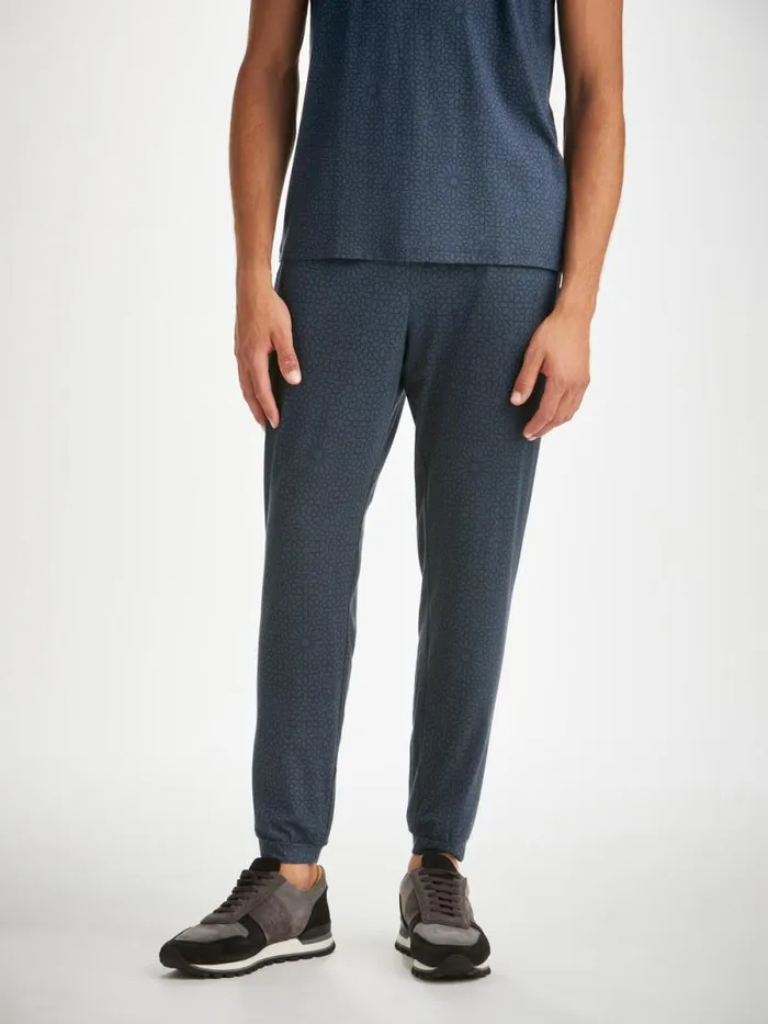 Derek Rose Casual Pants Men Track Pants London 12 Micro Modal Navy