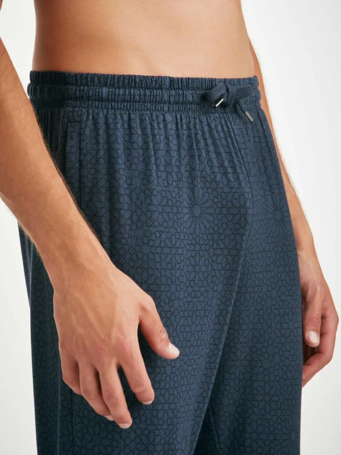 Derek Rose Casual Pants Men Track Pants London 12 Micro Modal Navy