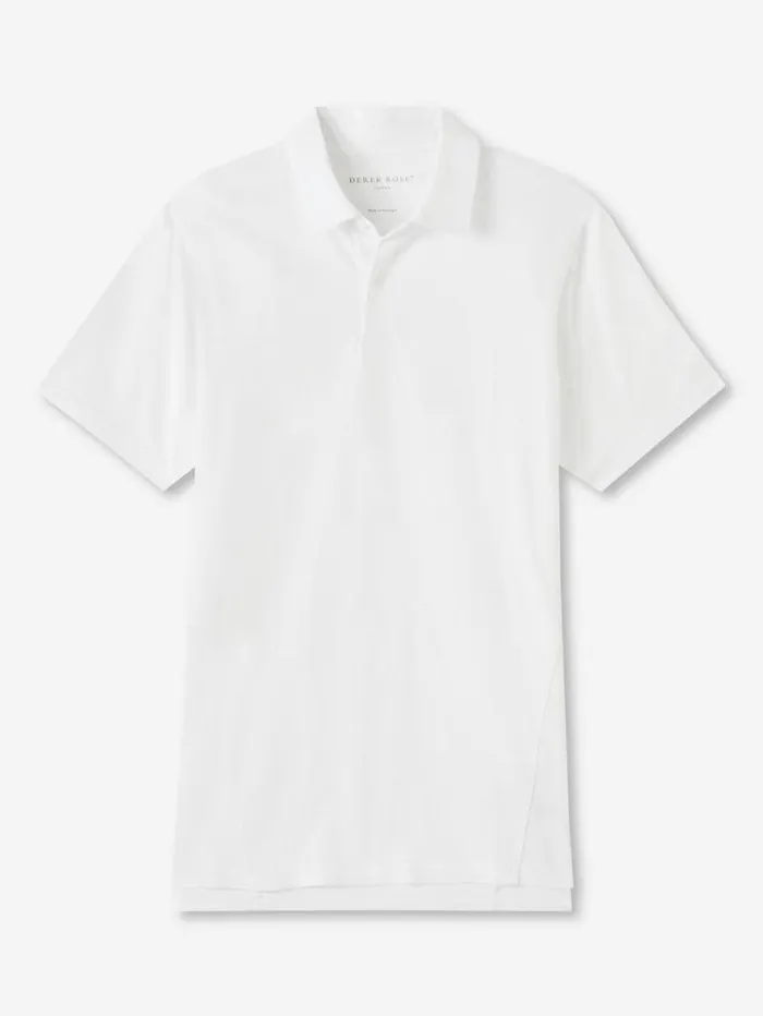 Derek Rose Casual Shirts Men Polo Shirt Ramsay Pique Cotton Tencel White