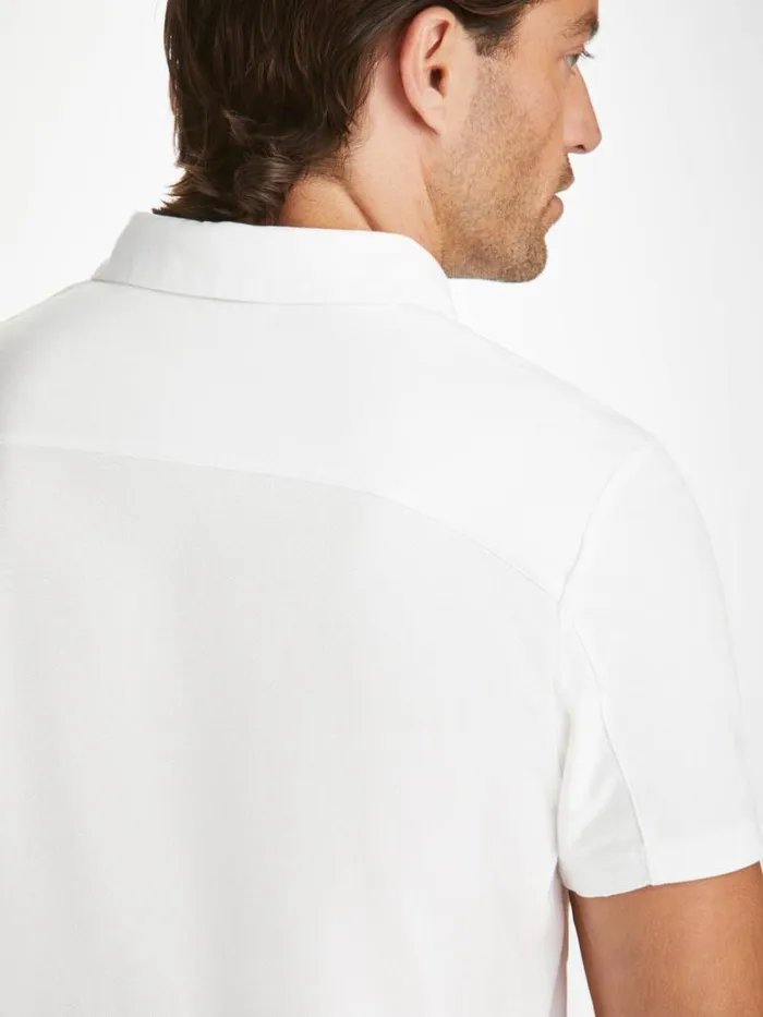 Derek Rose Casual Shirts Men Polo Shirt Ramsay Pique Cotton Tencel White