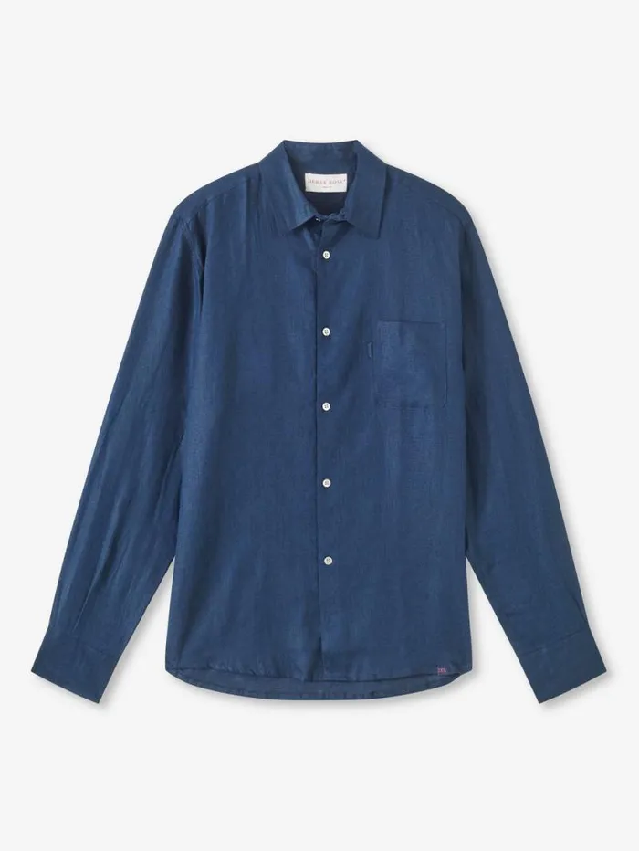 Derek Rose Casual Shirts Men Shirt Monaco 2 Linen Navy