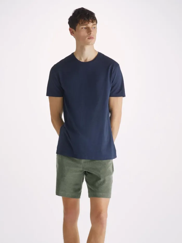 Derek Rose Casual Shorts Men Towelling Shorts Isaac Terry Cotton Soft Green