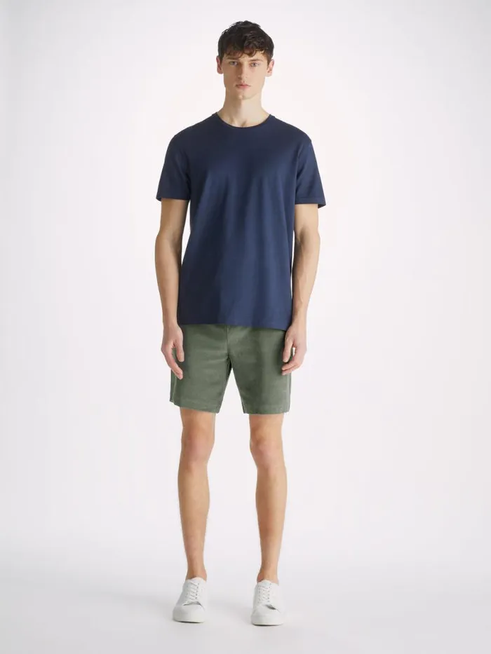 Derek Rose Casual Shorts Men Towelling Shorts Isaac Terry Cotton Soft Green