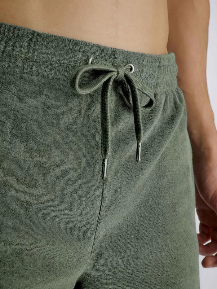 Derek Rose Casual Shorts Men Towelling Shorts Isaac Terry Cotton Soft Green