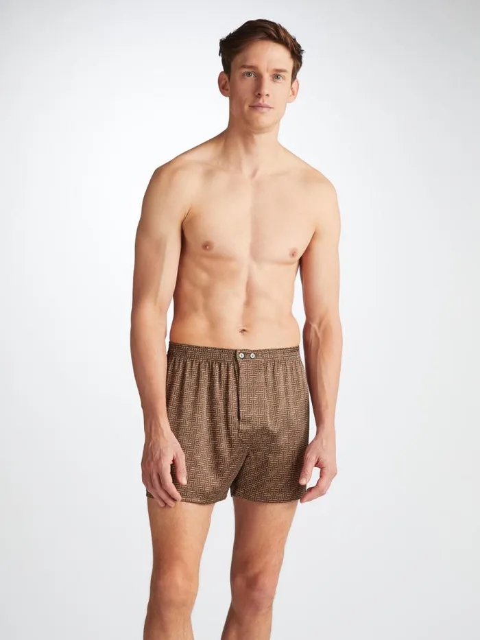 Derek Rose Classic Fit Boxer Shorts Men Classic Fit Boxers Brindisi 109 Silk Satin Green