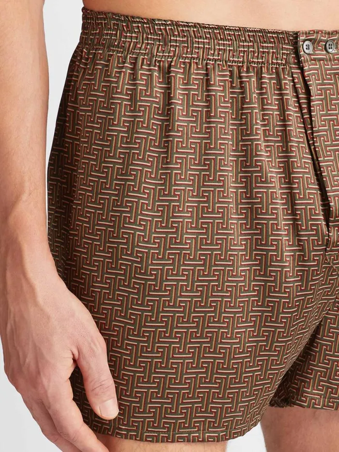 Derek Rose Classic Fit Boxer Shorts Men Classic Fit Boxers Brindisi 109 Silk Satin Green
