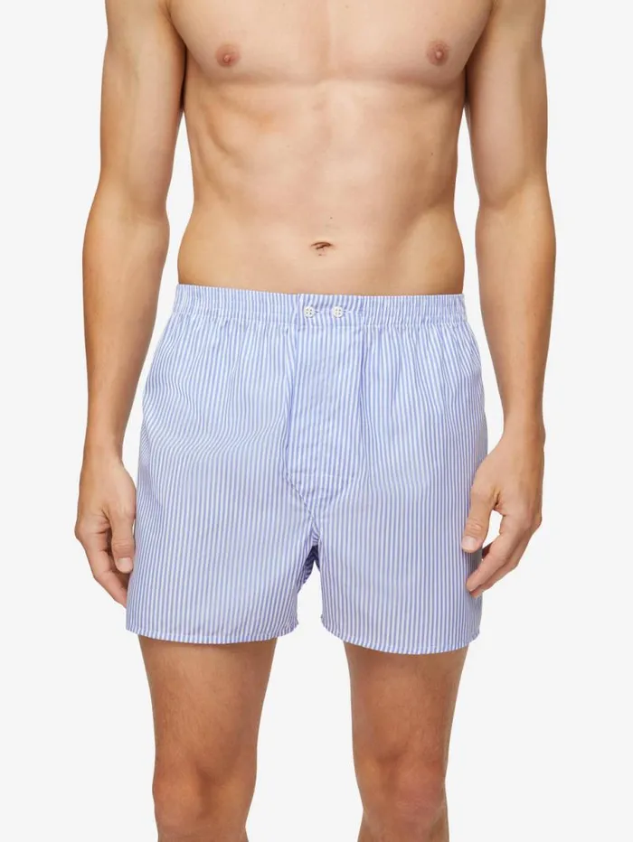 Derek Rose Classic Fit Boxer Shorts Men Classic Fit Boxers James Cotton Blue