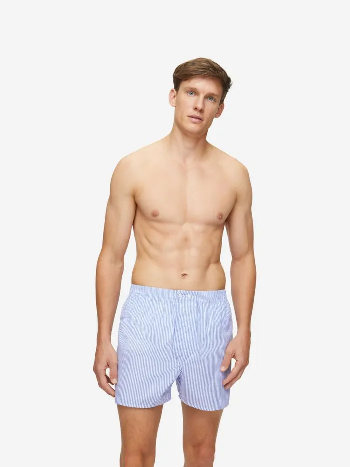 Derek Rose Classic Fit Boxer Shorts Men Classic Fit Boxers James Cotton Blue