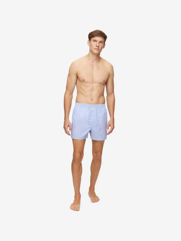Derek Rose Classic Fit Boxer Shorts Men Classic Fit Boxers James Cotton Blue
