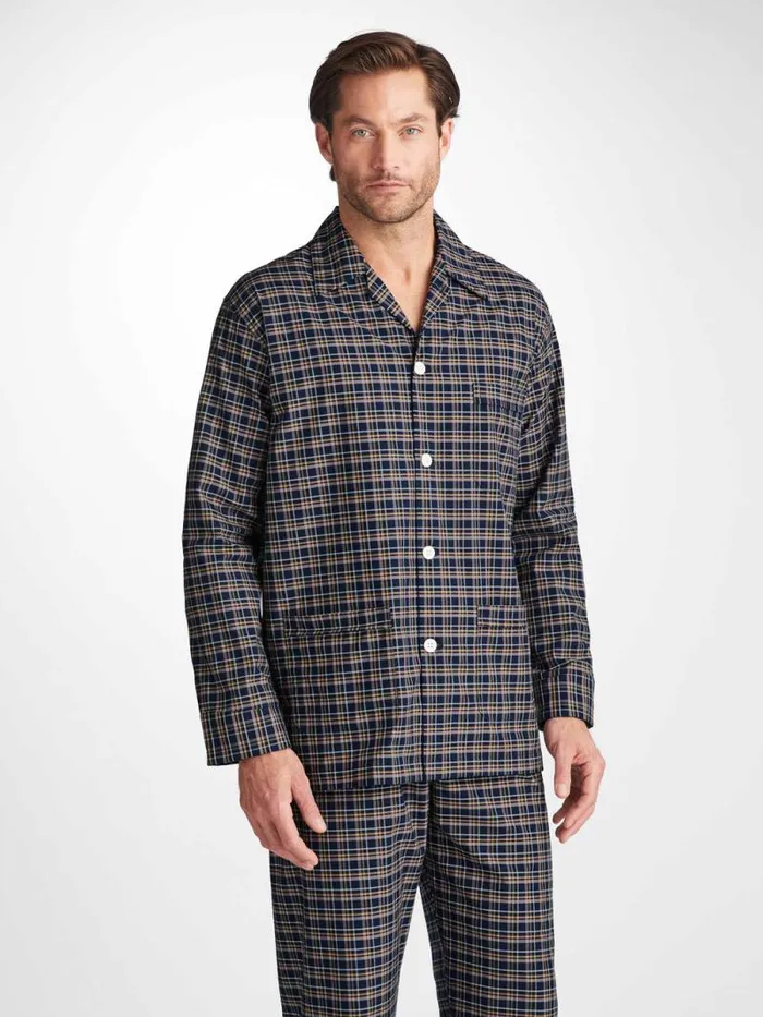 Derek Rose Classic Fit Pajamas Men Classic Fit Pajamas Barker 37 Cotton Navy