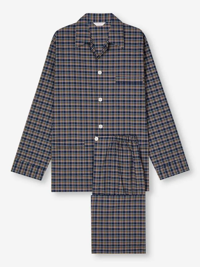 Derek Rose Classic Fit Pajamas Men Classic Fit Pajamas Barker 37 Cotton Navy