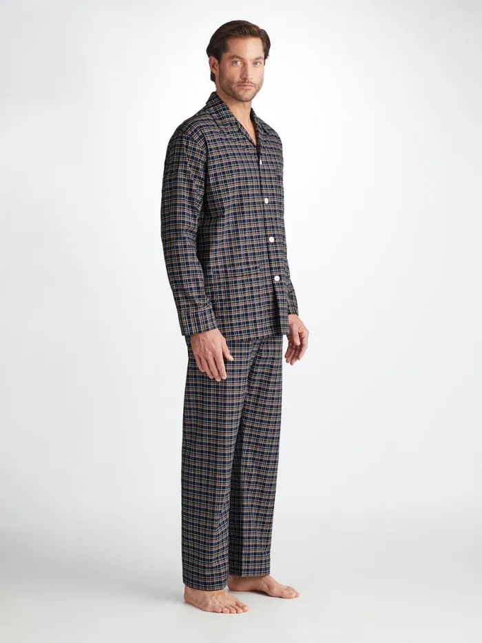 Derek Rose Classic Fit Pajamas Men Classic Fit Pajamas Barker 37 Cotton Navy