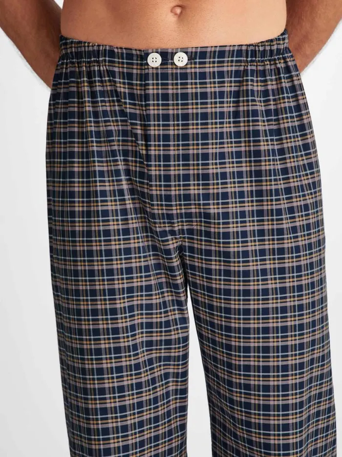 Derek Rose Classic Fit Pajamas Men Classic Fit Pajamas Barker 37 Cotton Navy