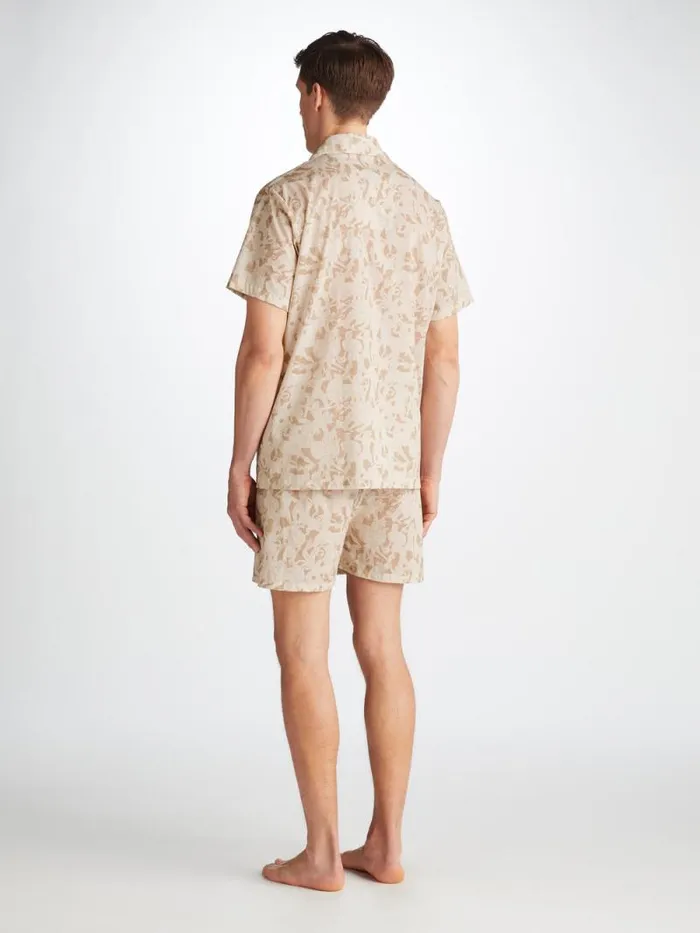 Derek Rose Cotton Pajamas Men Short Pajamas Ledbury 73 Cotton Batiste Sand