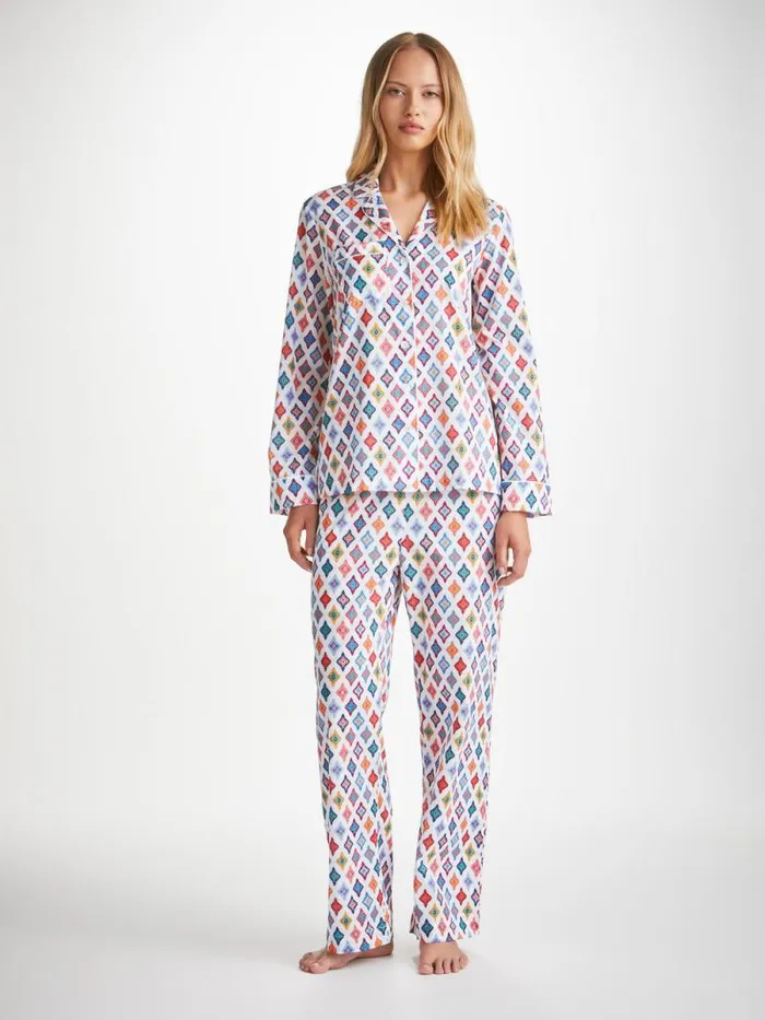Derek Rose Cotton Pajamas Women Pajamas Ledbury 66 Cotton Batiste Multi