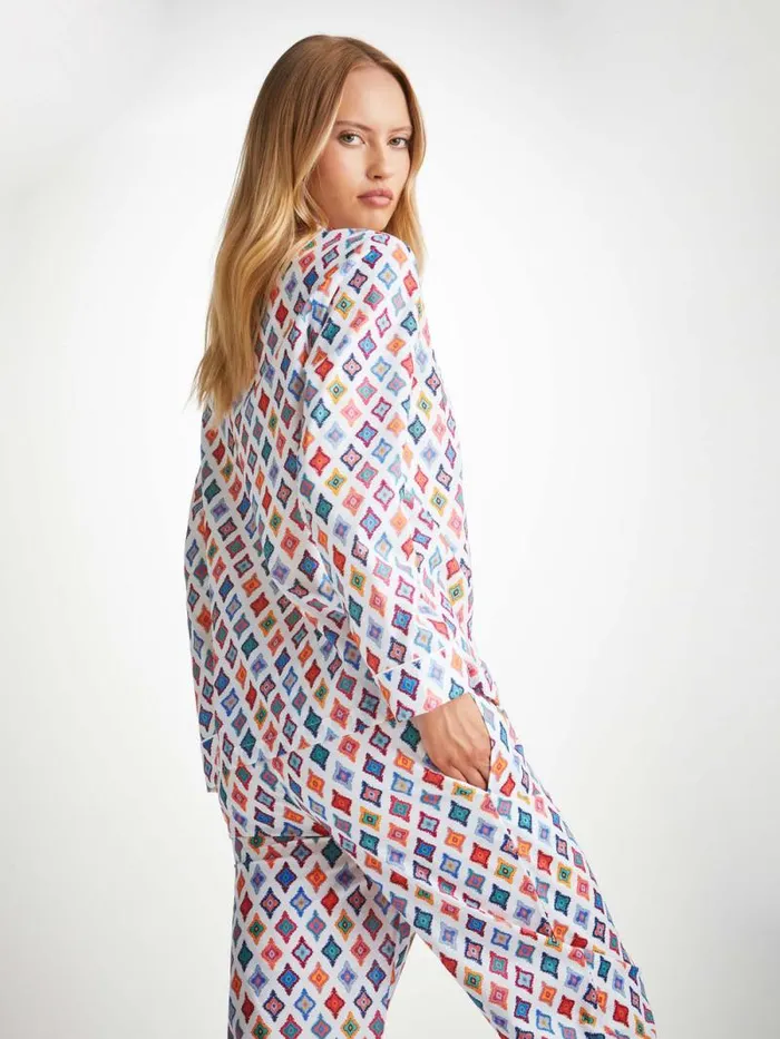 Derek Rose Cotton Pajamas Women Pajamas Ledbury 66 Cotton Batiste Multi