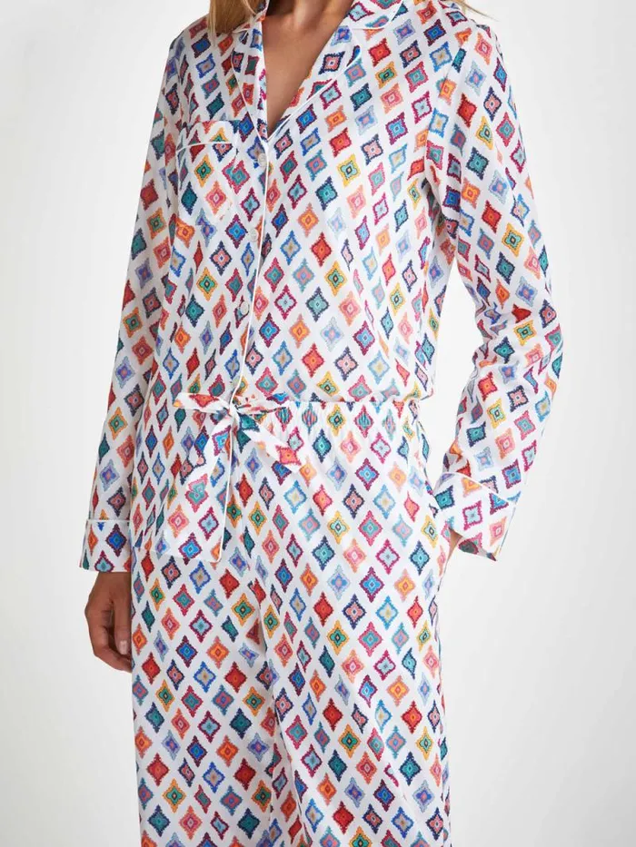 Derek Rose Cotton Pajamas Women Pajamas Ledbury 66 Cotton Batiste Multi