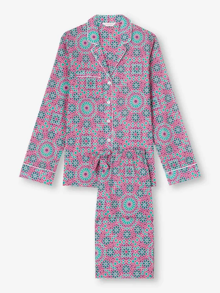 Derek Rose Cotton Pajamas Women Pajamas Ledbury 69 Cotton Batiste Pink