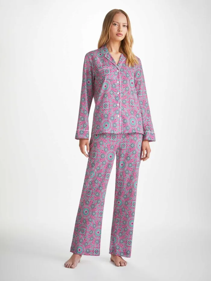 Derek Rose Cotton Pajamas Women Pajamas Ledbury 69 Cotton Batiste Pink